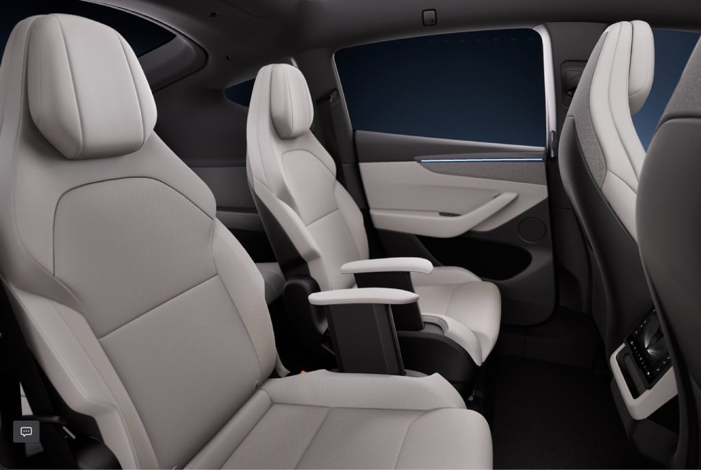 Intérieur gris clair de la Tesla Model Y L