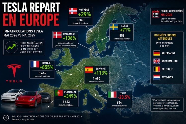 Le retour fracassant de Tesla en Europe : les immatriculations explosent en mai, la reprise s’accélère !